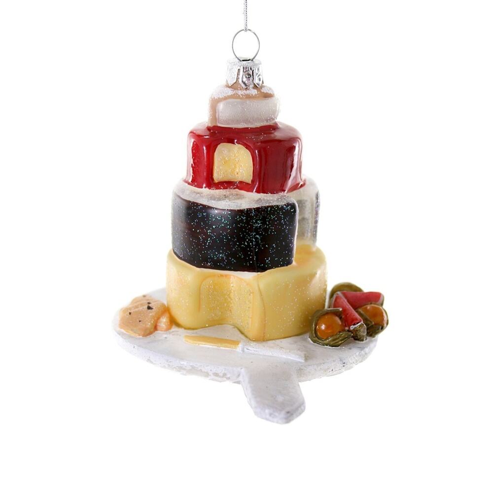 Cody Foster Heritage Cheese Tray Ornament Brie Gouda Cheddar Blue Cheese